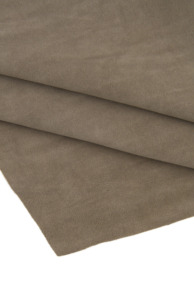 Grey SUEDE leather hide, gray suede effect calfskin, soft split cowhide 1.2 - 1.4 mm