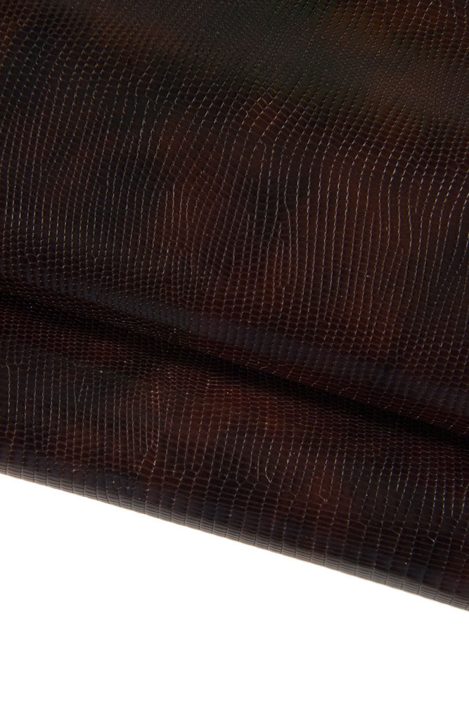 BROWN LIZARD printed leather hide, tejus embossed classic cowhide, lizard print on calfskin, 0.9 -1.1 mm