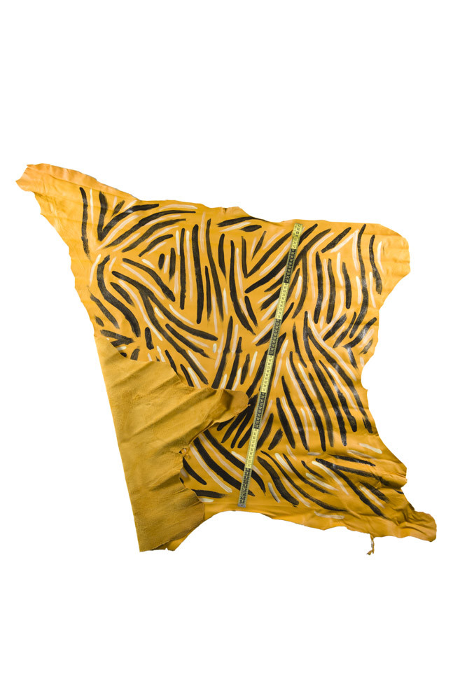 Pellame GIALLO stampa ZEBRA, pelle artistica dipinta a mano, capra super morbida decorata perfetta per artigiani