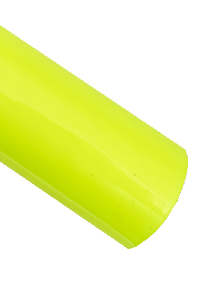 Fluo YELLOW smooth leather hide, solid color glossy cowhide, patent effect medium softness calfskin