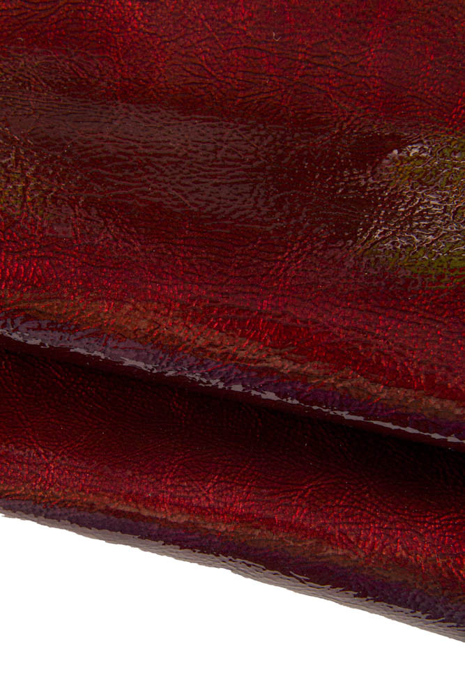 BURGUNDY PATENT leather skin, glossy soft lambskin, wet effect on naplack sheepskin, 1.0 -1.2 mm