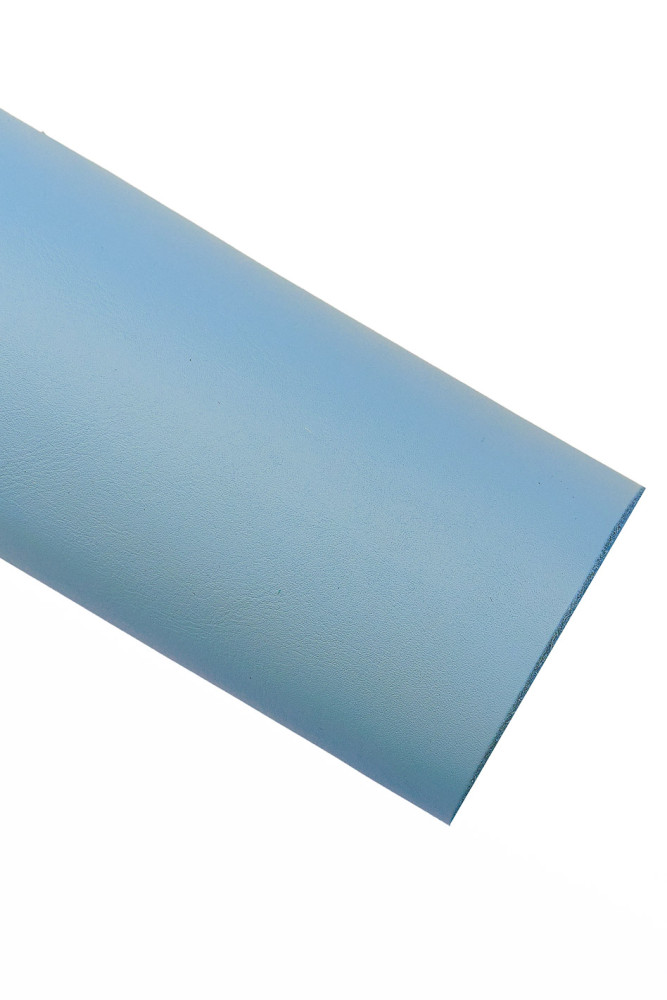 Light blue SMOOTH leather hide, skyblue soft calfskin, semi glossy cowhide 1.0 - 1.2 mm