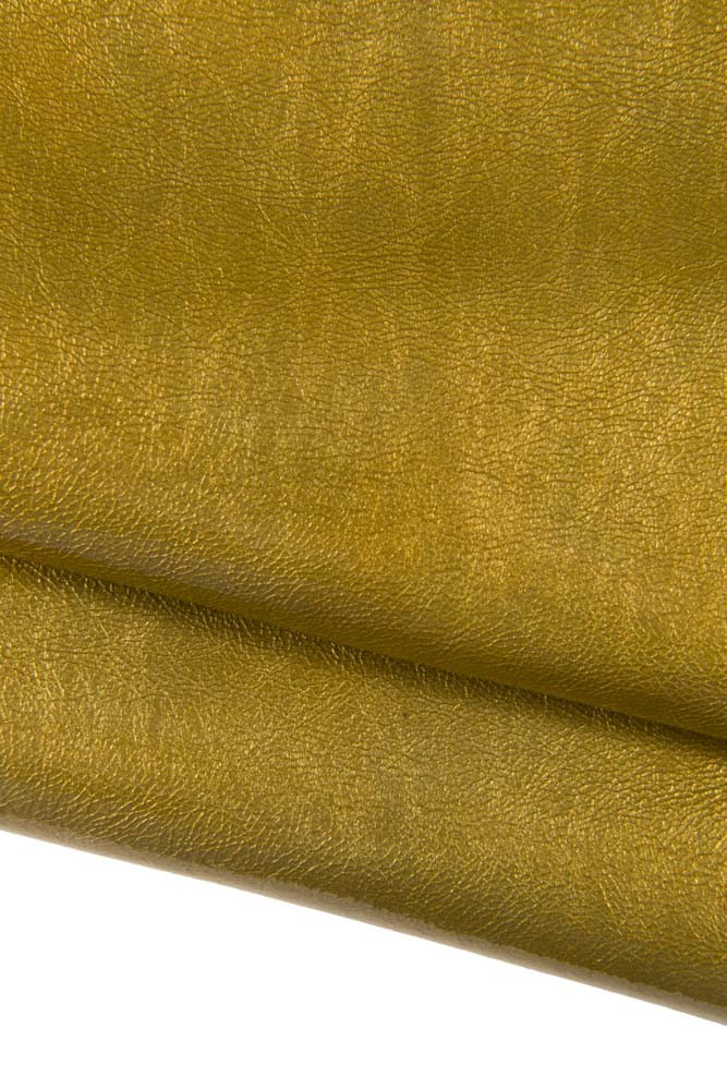 Beige GOLD glossy leather skin, naplack patent goatskin, silver soft wrinkled hide 0.9 - 11 mm