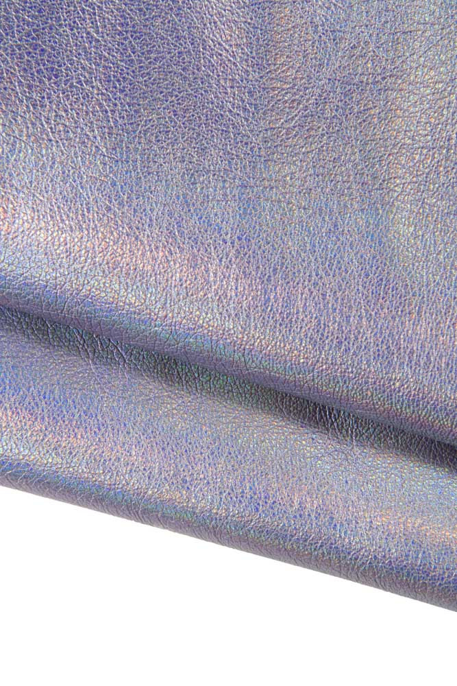 Wisteria purple IRIDESCENT leather skin, top quality metallic goatskin, lilac soft sparkle grainy hide