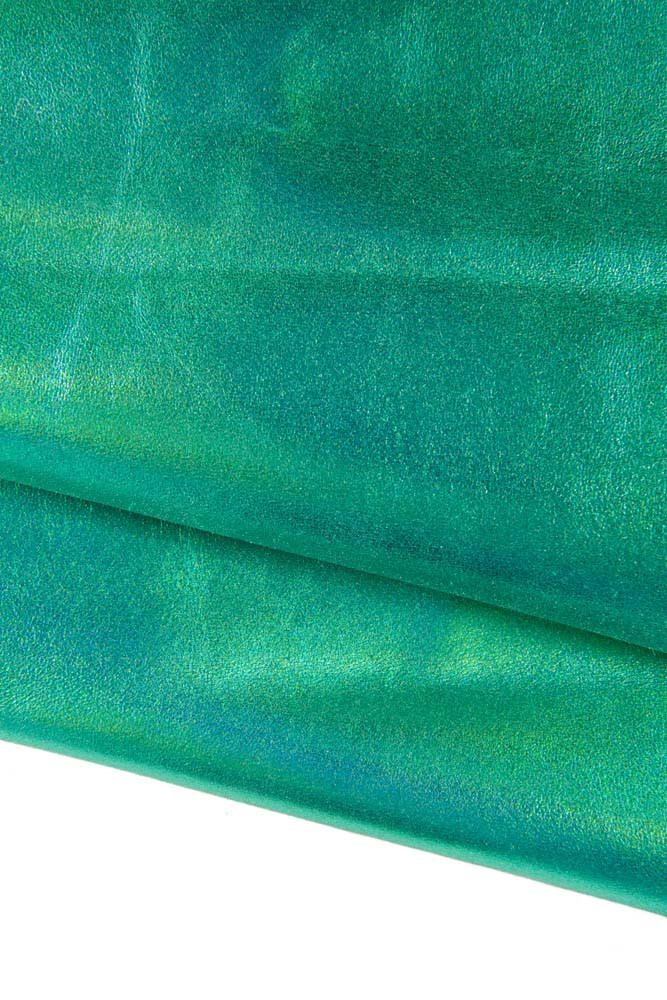 Turquoise SUEDE metallic leather skin, super soft sparkle laminskin nappa aquamarine sheepskin