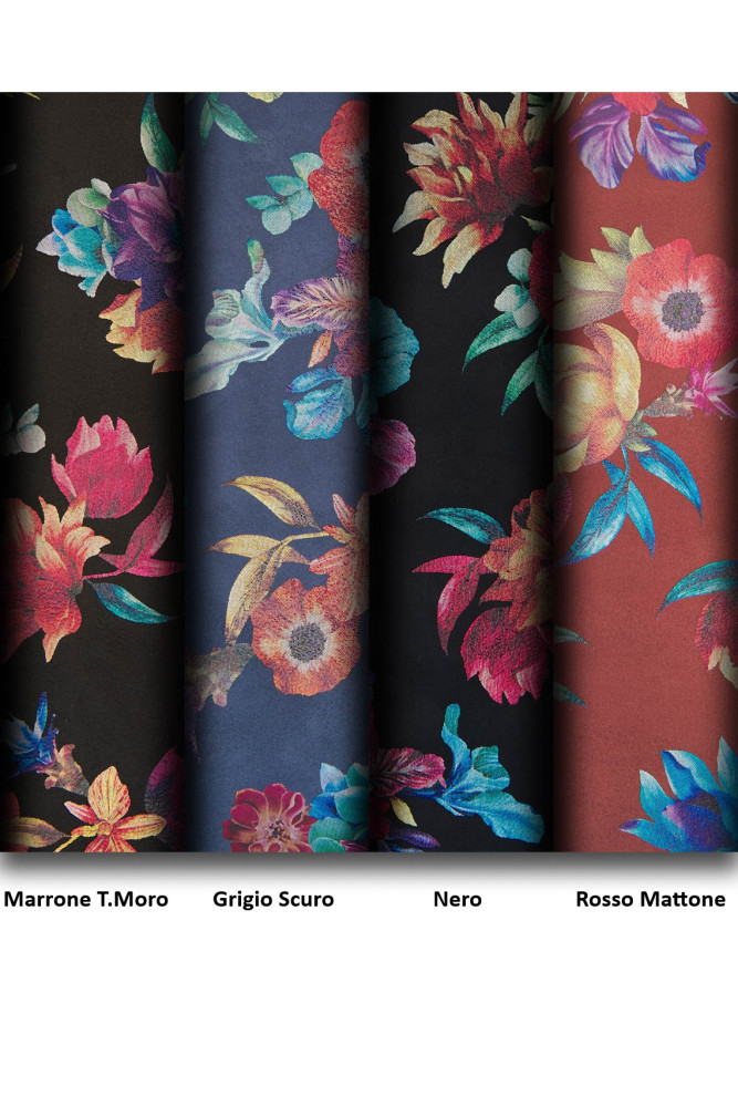 Pelle stampa FLOREALE multicolor, capra scamosciata con disegno fiori colorati, pellame di camoscio morbido stampato