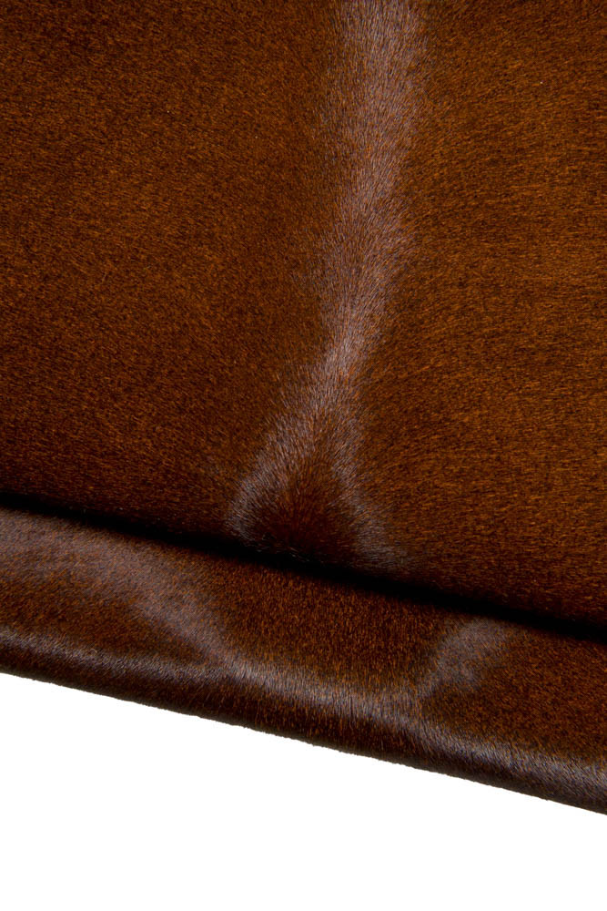 Brown ORANGE hair on leather hide, shaded pony calfskin, luxurious material for crafting projects