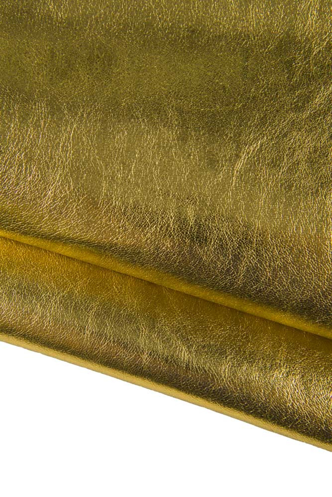 DOUBLE FACE leather skin, gold metallic military green suede goatskin soft italian leather hide, ideal for crafting and DIY