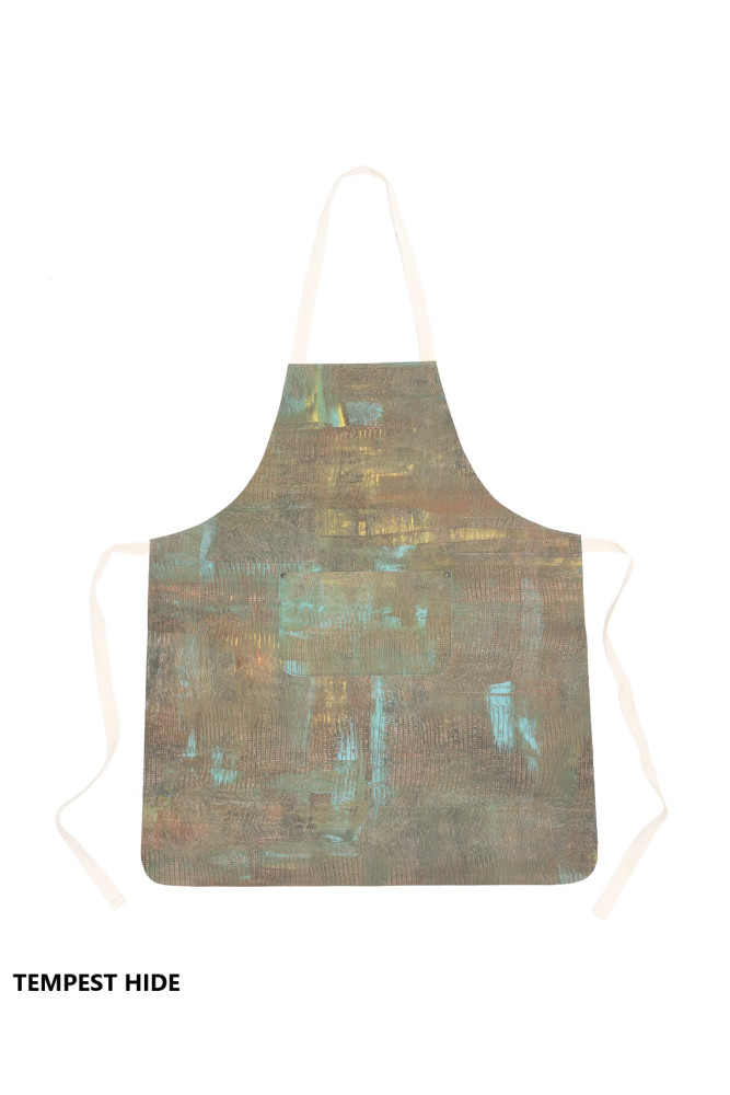 Unisex APRON in Hand-Painted Leather - CROC, REPTILE Embossed leather hides -  Elegant, Unisex and Versatile, Perfect for Origin