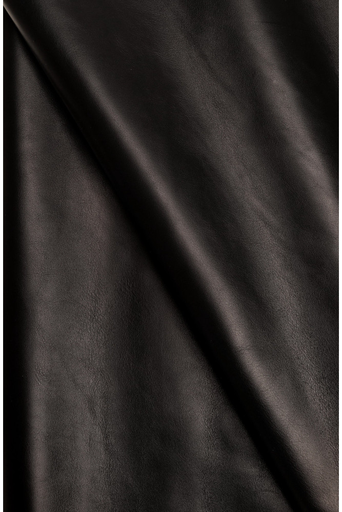 BLACK SOFT leather hide, smooth sporty cowhide in big sizes, genuine Italian calfskin with very light grain, 1.2 -1.3 mm