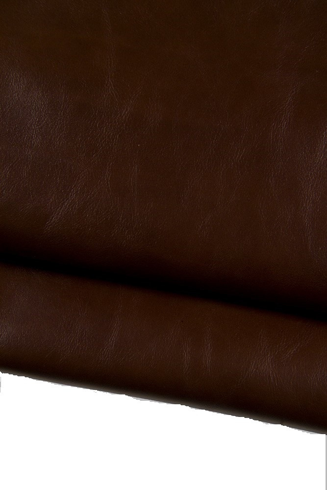 Chocolate brown VEGETABLE tan leather hide, sporty wrinkled cowhide glossy soft genuine italian calfskin