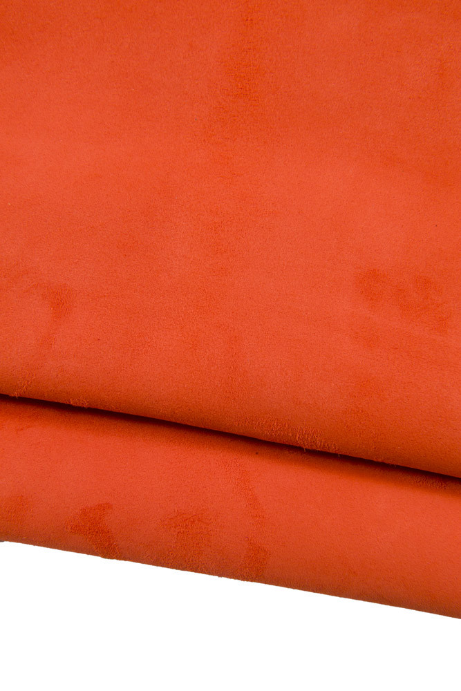 Red ORANGE suede goatskin, portland orange soft leather skin, perfect for DIY creations