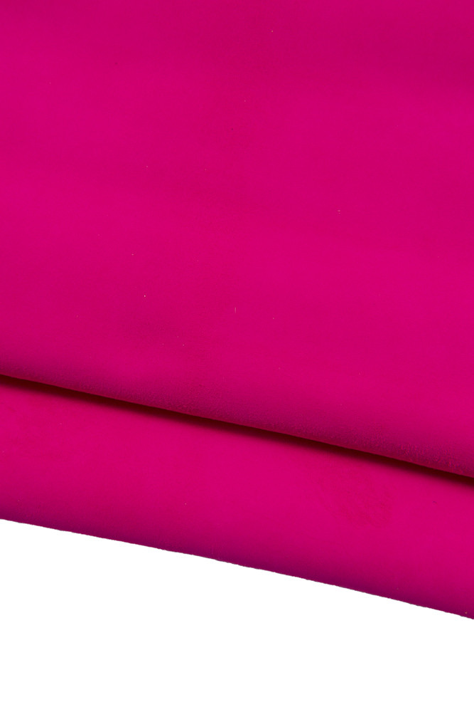 FUCHSIA suede leather skin, soft goatskin in bright color deep pink, ideal for DIY projects