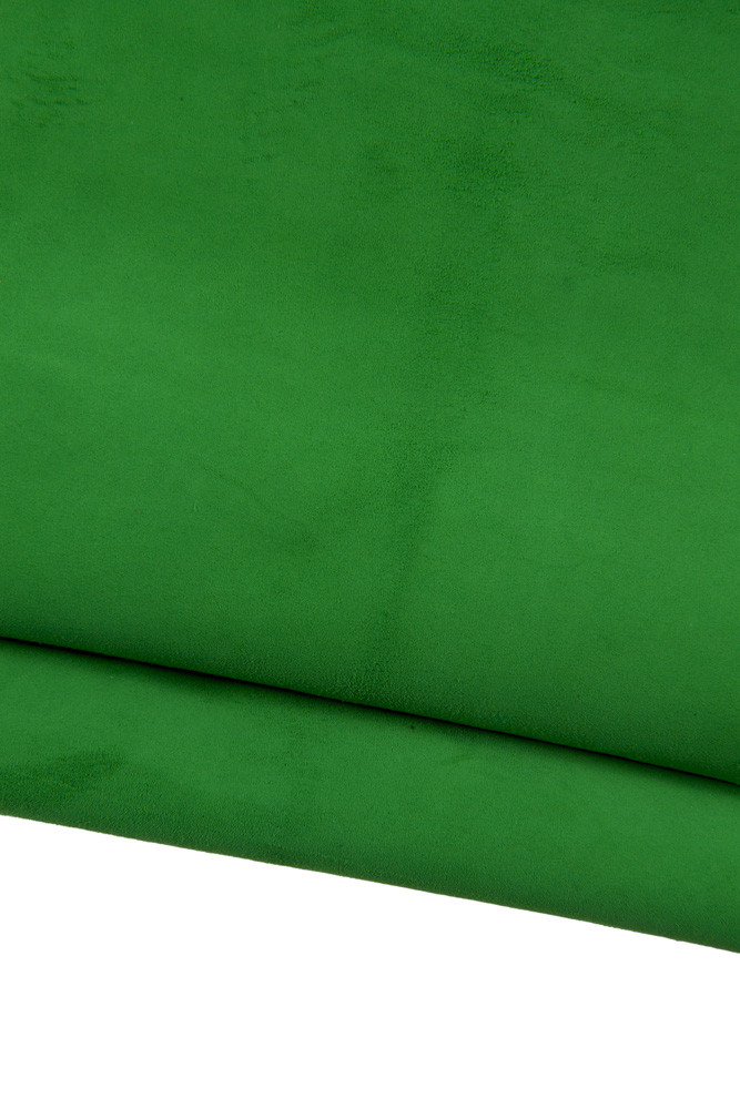 Bright GREEN suede leather skin, italian premium soft goatskin, ideal for DIY projects