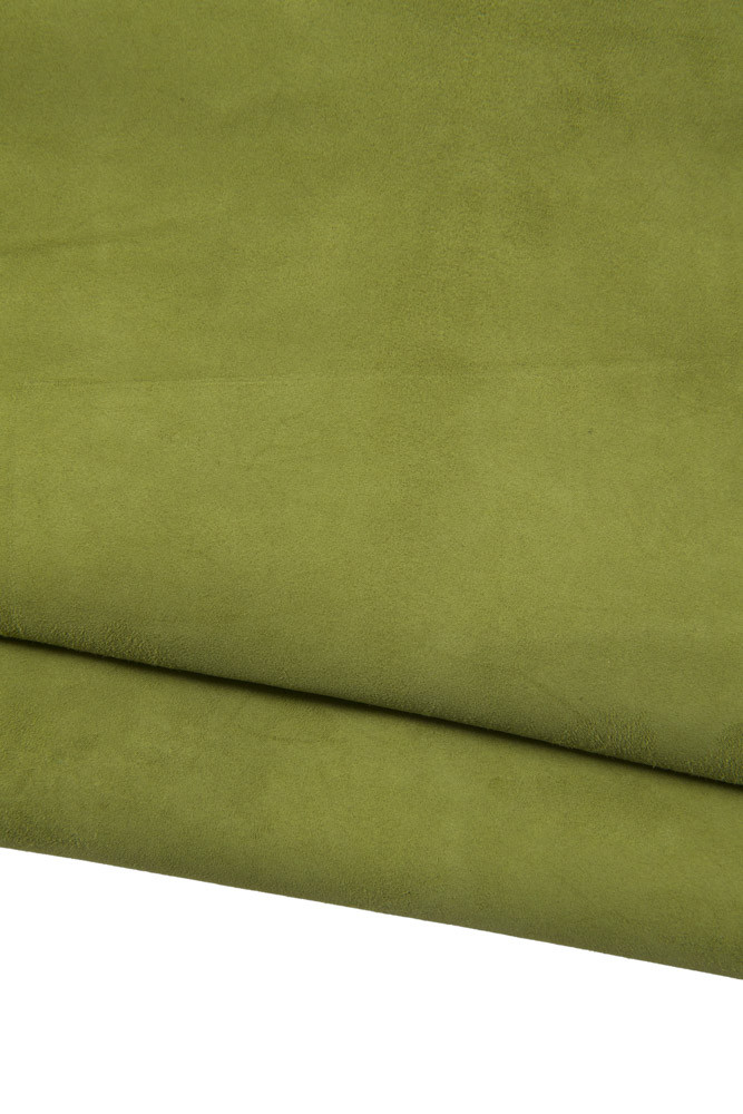 Green SUEDE leather skin, soft suede goatskin, ideal for crafting and DIY projects