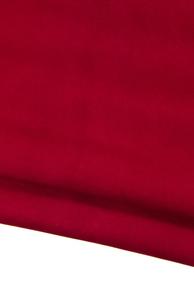 Ruby RED suede leather skin, soft italian goatskin perfect for handcrafted works