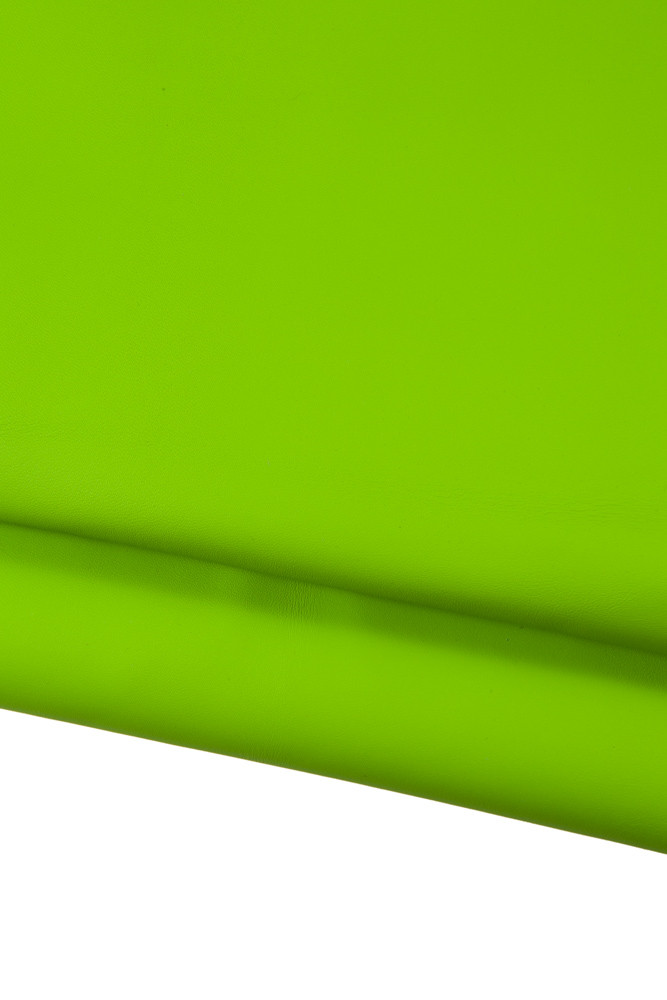 NEON green smooth leather skin, solid color vibrant soft matt goatskin, some small imperfections ideal for crafting