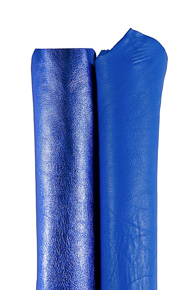 Set of 2 BLUETTE luxurious leather hides, top quality metallic wrinkled goatskin and soft smooth calfskin nappa for shoes