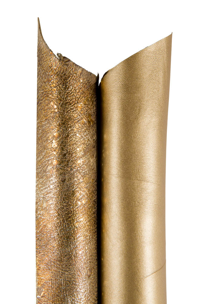 2 GOLD matching leather skins, luxurious italian skins as per picture, soft metallic goatskins for DIY objects