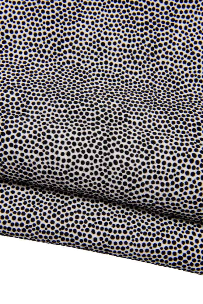 Pola DOTS leather skin, black and white floack effect on suede goatskin, soft hide for hobbyists