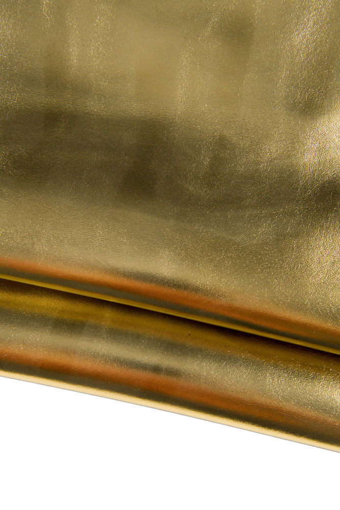 GOLD metallic soft leather skin, smooth bright sheepskin hide top quality sparkle lambskin 0.7 - 0.8 mm DIY projects