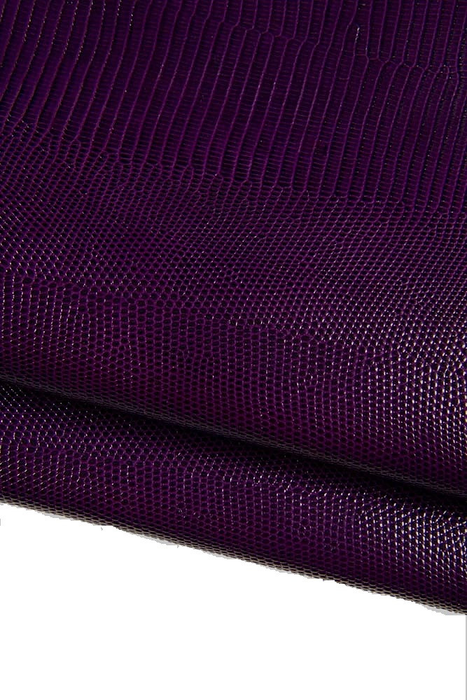 Purple LIZARD embossed leather hide, animal printed classic glossy cowhide, elegant italian calfskin for crafting