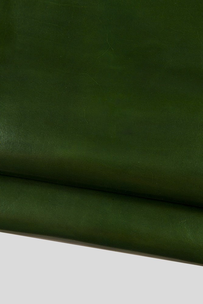 Forest GREEN vegetable tan baby calf, glossy smooth genuine leather cowhide, pull up natural soft calfskin for crafters