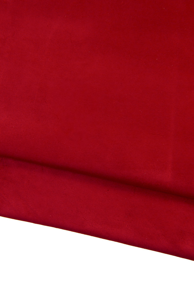 RED premium suede leather hide, super soft suede baby calf, luxurious calfskin for crafting