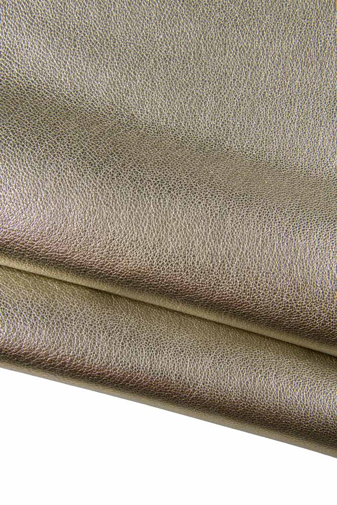 Platinum METALLIC grainy leather hide, soft sparkle cowhide, bright printed calfskin 1.0 - 1.2 mm