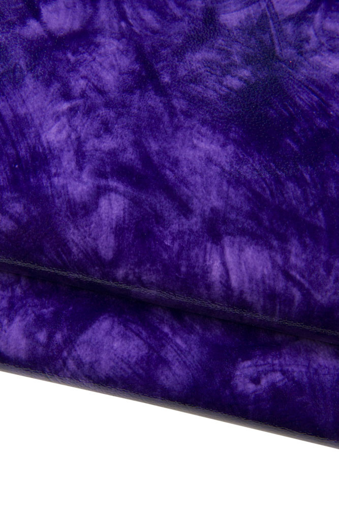 Purple PATENT leather hide, pebbel grain printed calfskin, strkes texture on soft cowhide, 0.9 - 1.0 mm