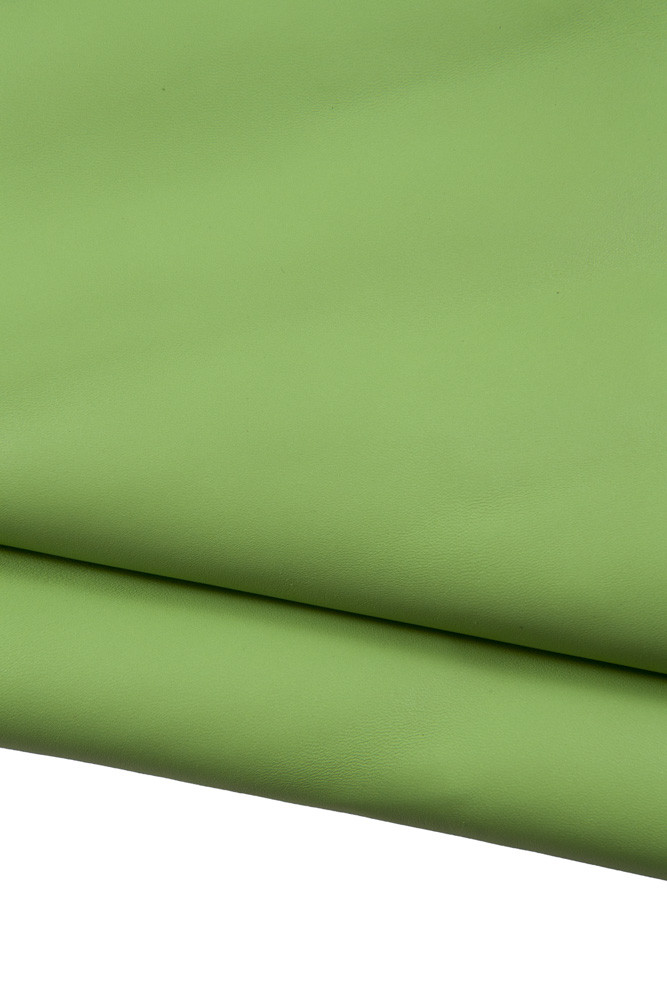 Pea GREEN smooth leather hide, soft semi glossy nappa skin ideal for footwear, clothing and crafting projects