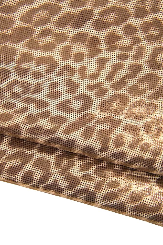 Pelle stampa LEOPARDO metallizzata, pellame scamosciato laminato disegno ghepardo grigio platino, raffinato vitello animalier