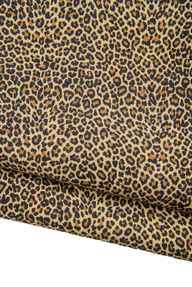 Mini LEOPARD printed soft letather skin, animal textured suede goatskin, cheetah pattern on premium hide, perfect for crafters