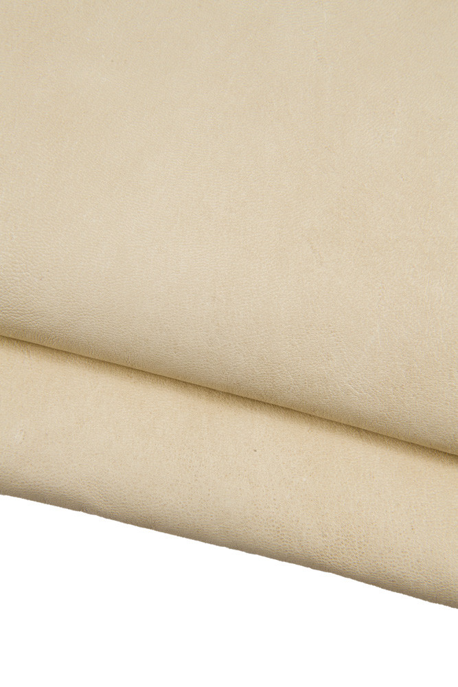 Beige VEGETABLE tanned leather skin, undyed reactive wrinkled goatskin natural hide for handcraters