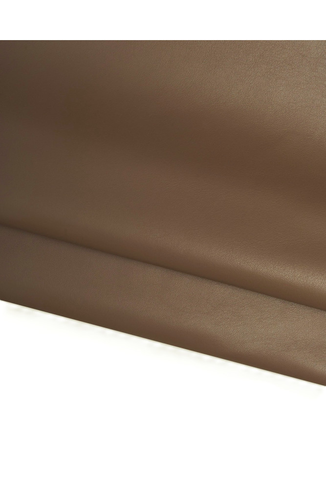 Mud brown NAPPA leather skin, soft semi glossy sheepskin hide, 0.8 - 0.9 mm for garments and crafting