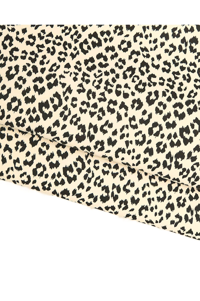 Small PRINTED textured sheepskin, black and white cheetah print on leather hide, animal printed lambskin for crafters