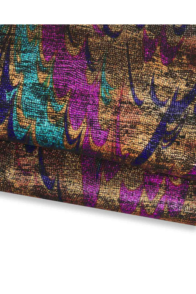 Multicolor IRIDESCENT leather skin, metallic textured goatskin, colorful soft hide for crafters