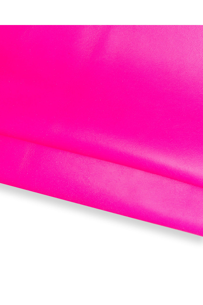 Neon pink NAPPA leather skin, fluorescent fuchsia sheepskin, soft hide 0.7 - 0.8 mm for garments and crafting