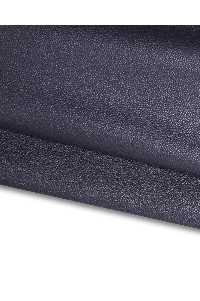 Blue GRAINY leather hide, tiny pebble grain printed cowhide, royal blue semi glossy soft calfskin, 1.4 - 1.6 mm