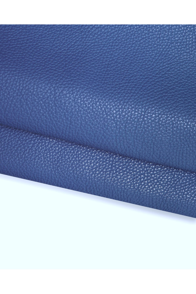 Royal blue PEBBLED cowhide, tumble grain leather hide, soft semi glossy embossed calfskin 1.6 - 1.8 mm for crafting