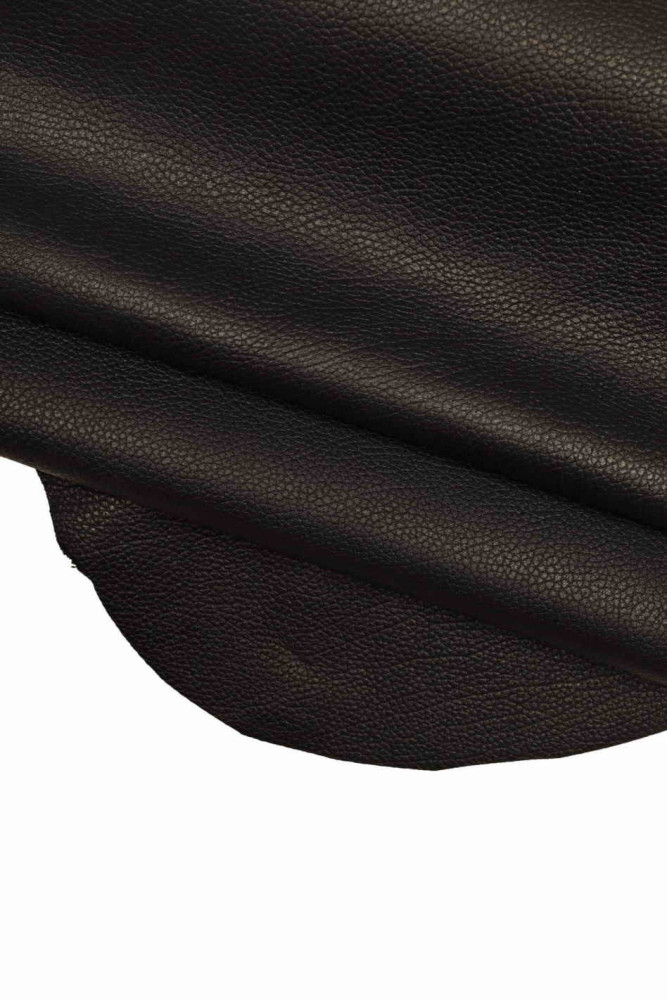 BLACK pebble GRAIN printed leather hide, grainy cowhide, sporty soft calfskin for crafting. 1.4 - 1.5 mm B17643-TB