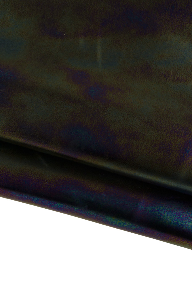 HOLOGRAPHIC metallic leather skin, sparkle printed goatskin, soft bright hide 0.8 - 0.9 mm