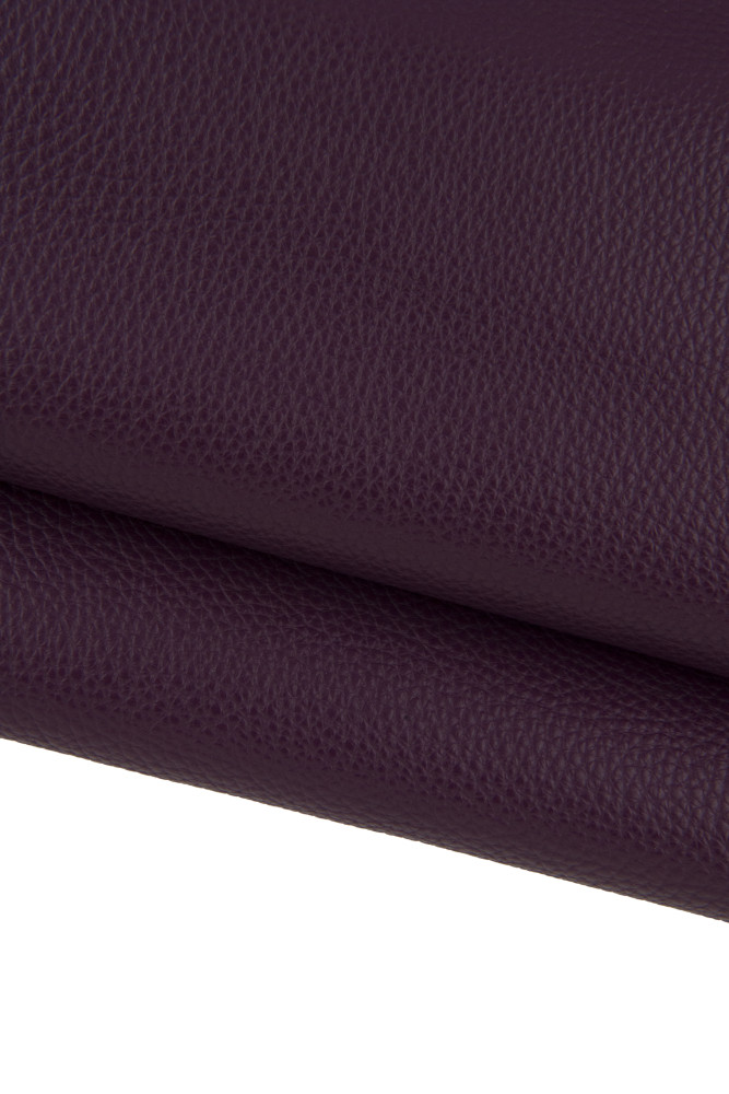 Purple pebble GRAIN leather hide, sporty natural tumbled cowhide, genuine italian calfskin 1.4 - 1.5 mm