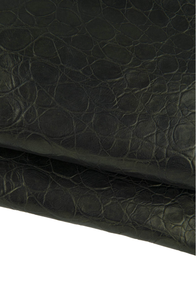 Bronze ALLIGATOR leather hide, metalli cembossed shaded cowhide, crocodile printed calfskin soft