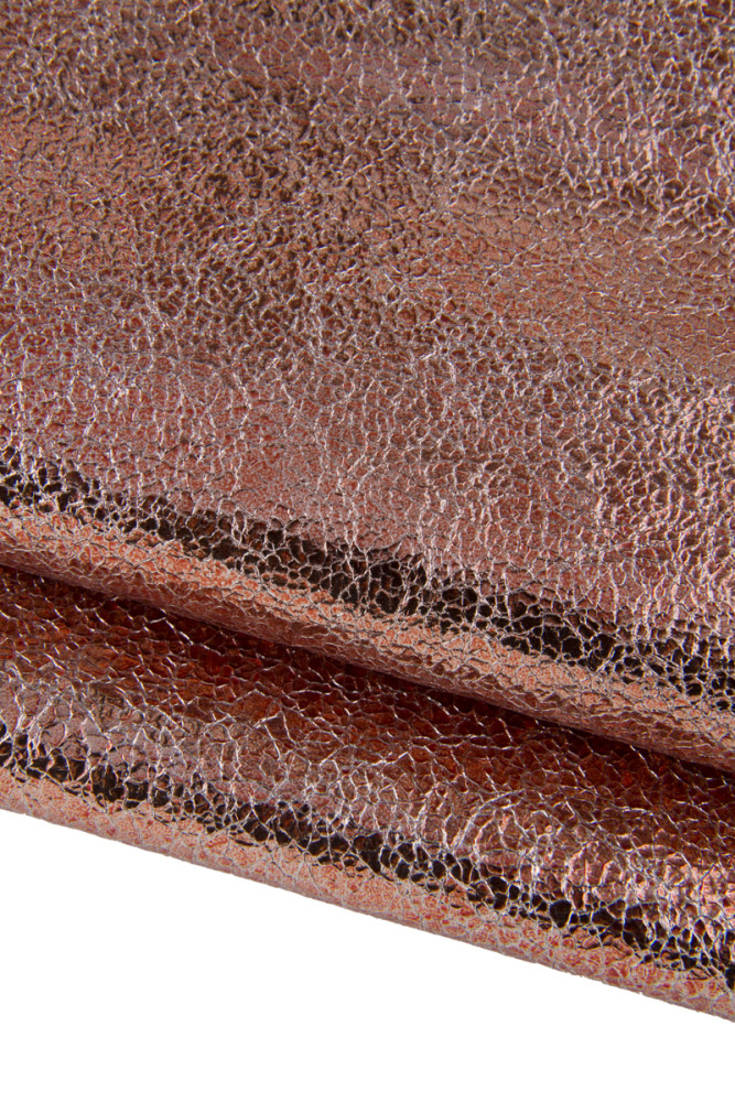 CRACKLE printed metallic leather skin, light gold red sparkle goatskin, soft hide for hobbyists