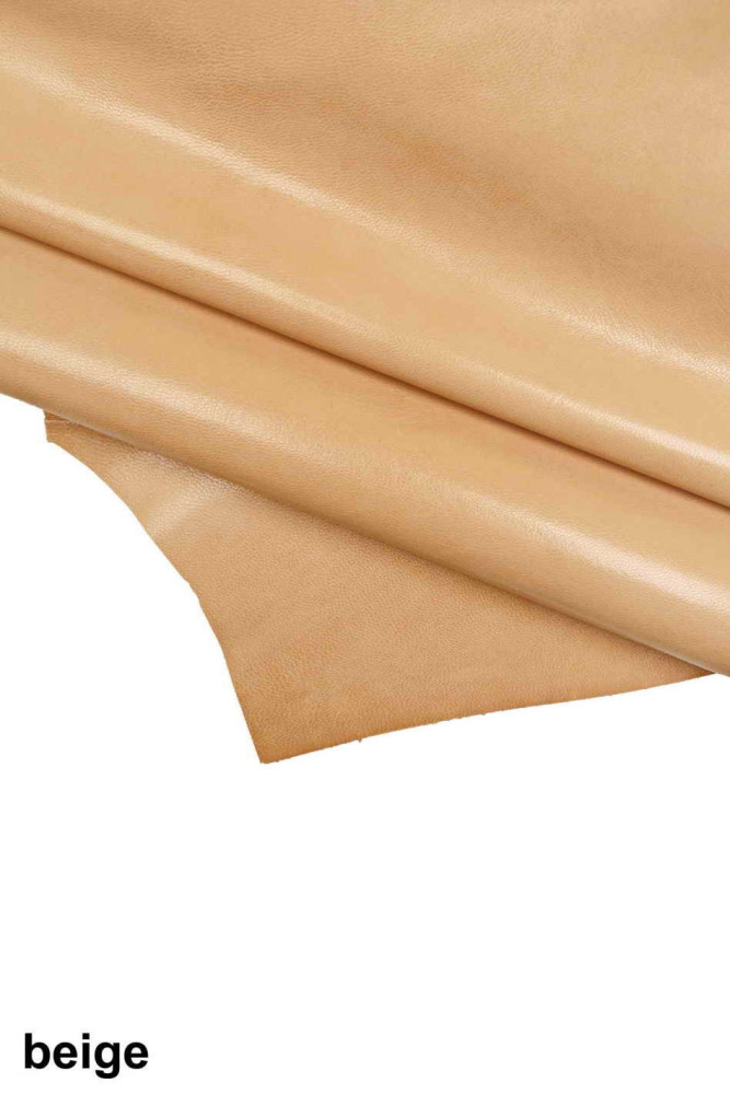 PELLAME CAPRETTO liscio beige, pelle lucida morbida, capra  0.7 -0.9 mm per hobbisti B17697-TU