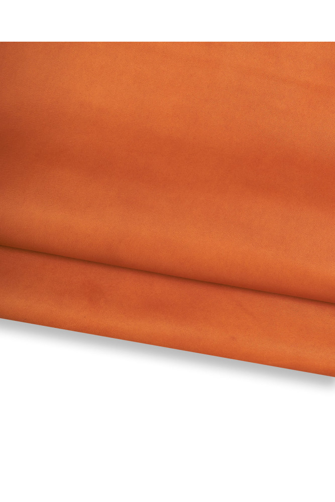 Orange SOFT leather skin, silky smooth sheepskin, lambskin nappa hide for garments, single pieces or bundles