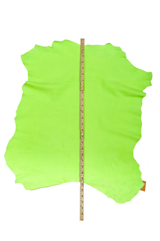 Fluo NEON lime green suede leather skin, soft suede goatskin for hobbyists