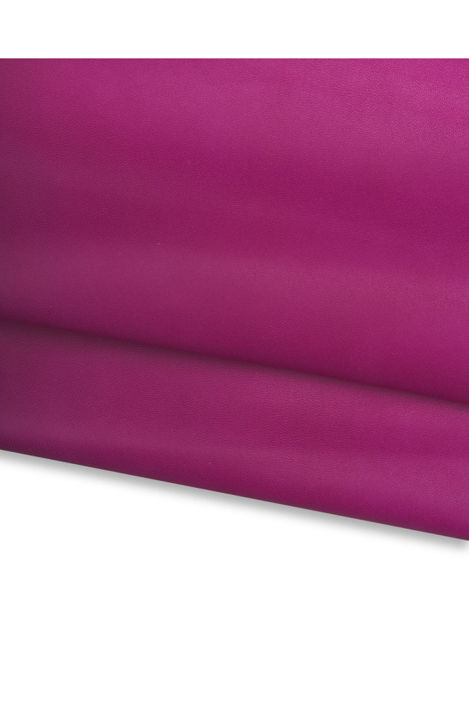 Fuchsia super SOFT leather skin, deep pink thin lambskin nappa for garments, smooth sheepskin, 0.6 - 0.7 mm