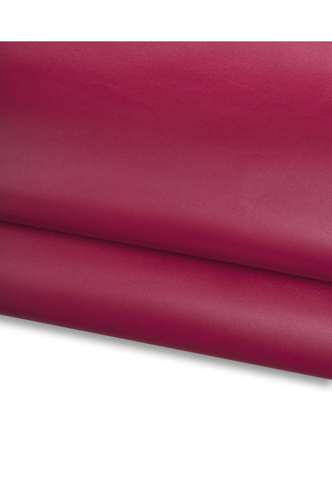 Hot PINK leather skin, glossy smooth sheepskin, soft hide for crafting 0.8 - 1.0 mm